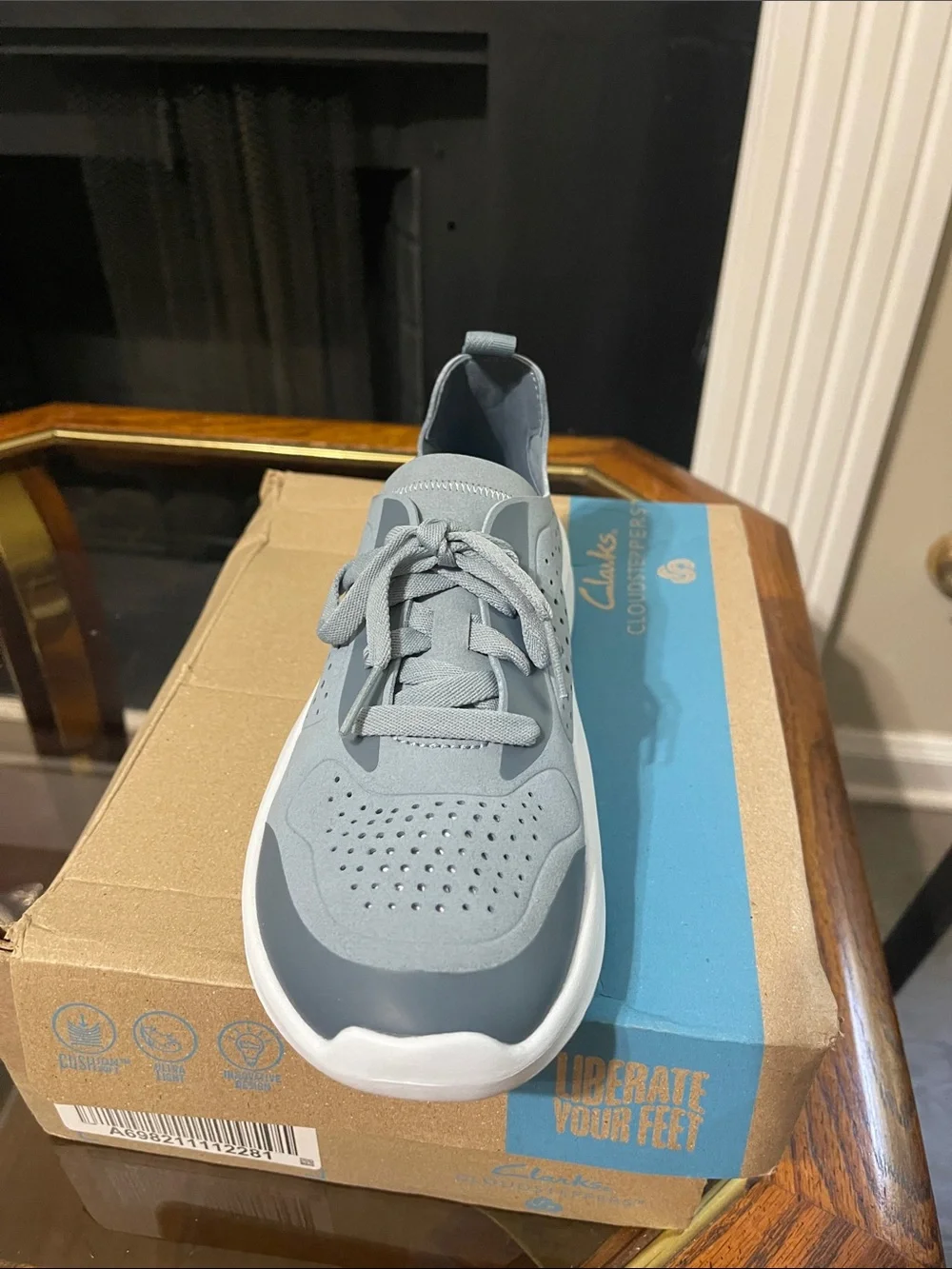 Clarks Light Blue Perforated Lace-Up Comfort Sneaker